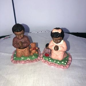 Vintage Praying Boy and Girl Set African American Figurines by LMX